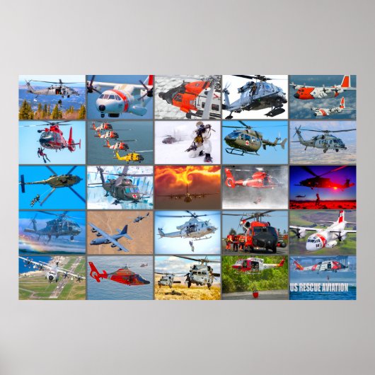 US RESCUE AVIATION "MONTAGE" POSTER (Voorkant)