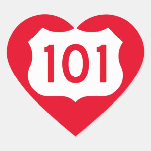 US Route 101 Teken Hart Sticker