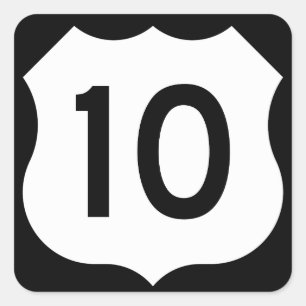 US Route 10 Teken Vierkante Sticker