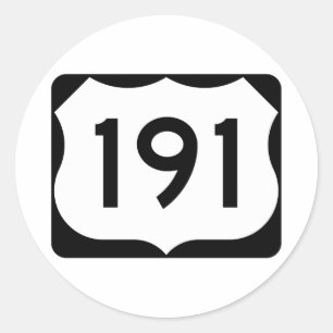 US Route 191 Teken Ronde Sticker