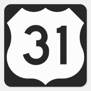 US Route 31 Teken Vierkante Sticker