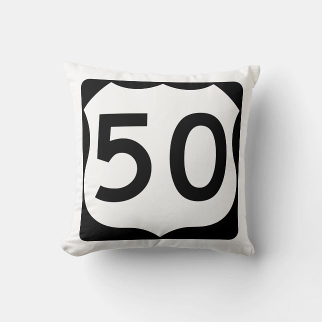US Route 50 Sign Kussen (Voorkant)