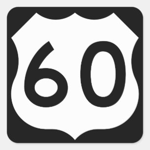 US Route 60 Sign Vierkante Sticker