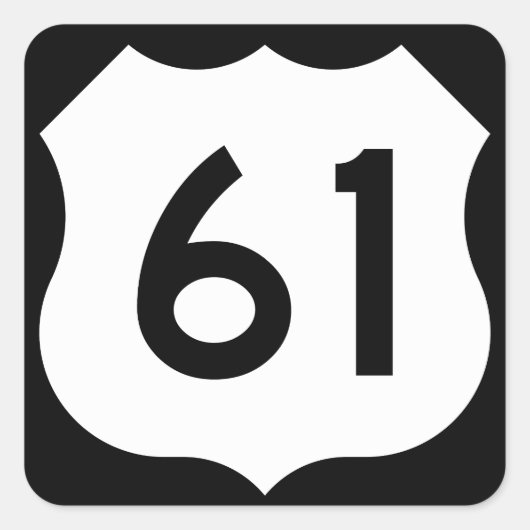 US Route 61 Teken Vierkante Sticker (Voorkant)