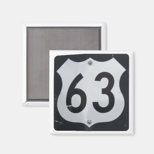 US Route 63 Road Sign Magnet Magneet (Voorkant / Achterkant)