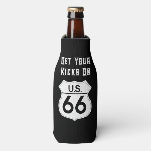 US Route 66 Klassieke haal Uw Kicks Flesjeskoeler (Fles Voorkant)