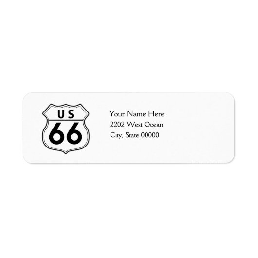 US Route 66 Klassieke het Etiket van het Adres van (Voorkant)