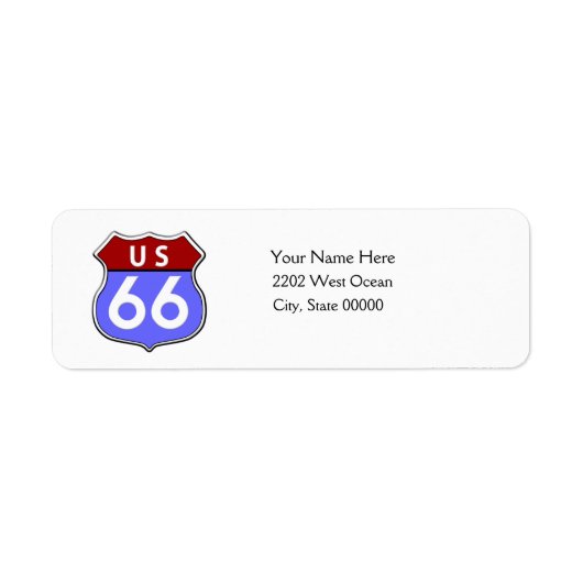 US Route 66 Legendary Return Address Label (Voorkant)