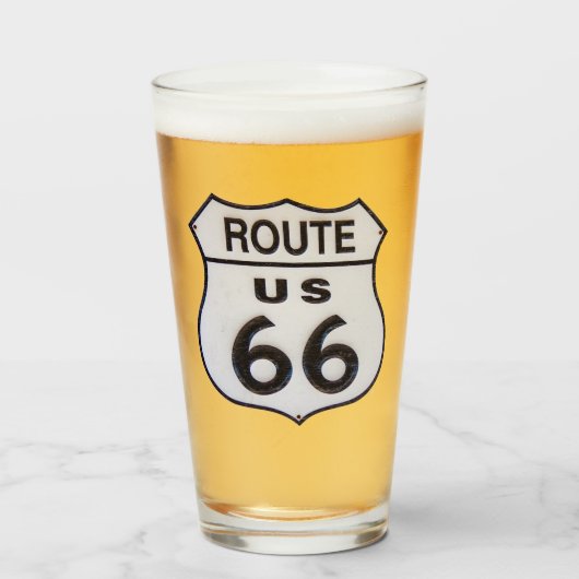 US Route 66 Pint Drink glas (Voorkant gevuld)