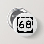 US Route 68 Sign Ronde Button 5,7 Cm (Voorkant /achterkant)