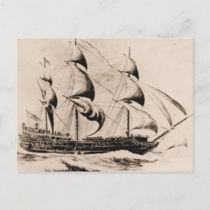 US-schip Bonhomme Richard op zee Briefkaart