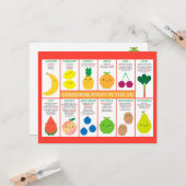 US Seasonal Fruits Chart Briefkaart (Voorkant / Achterkant in situ)