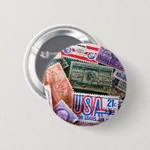 US Stamp Collage Button Badge (Voorkant /achterkant)