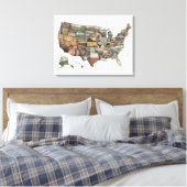 US State Collage Canvas Afdruk (Insitu (Slaapkamer))
