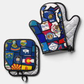 US State Flags Map Ovenwant & Pannenlap Set (Voorkant / Achterkant)