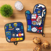 US State Flags Map Ovenwant & Pannenlap Set (Top down)