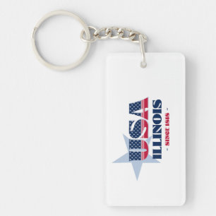 US State Illinois Monogram Acryl Sleutelhanger