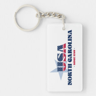US State North Carolina Monogram Acryl Sleutelhang Sleutelhanger