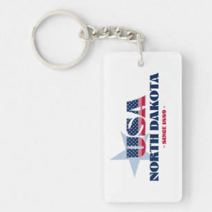 US State North Dakota Monogram Acryl Sleutelhanger
