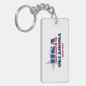 US State Oklahoma Monogram Acryl Sleutelhanger (Voorkant Links)