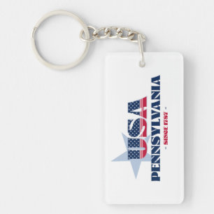 US State Pennsylvania Monogram Acryl Sleutelhanger