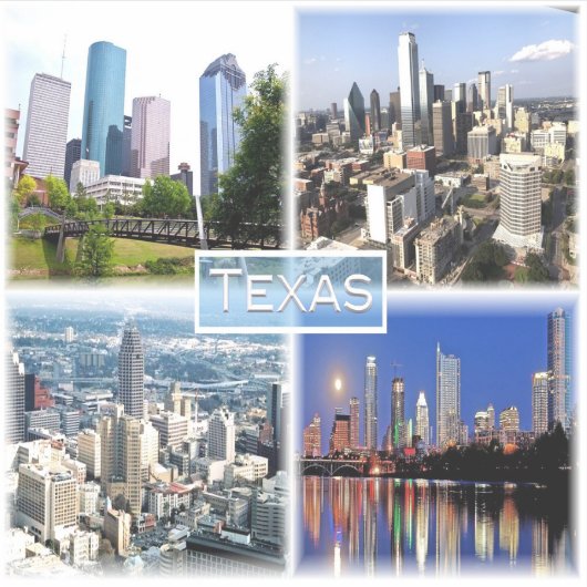 US Texas - Downtown Houston - Downtown Dallas - Sticker (Voorkant)