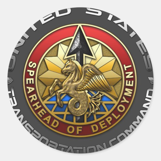 US Transportation Command Ronde Sticker (Voorkant)