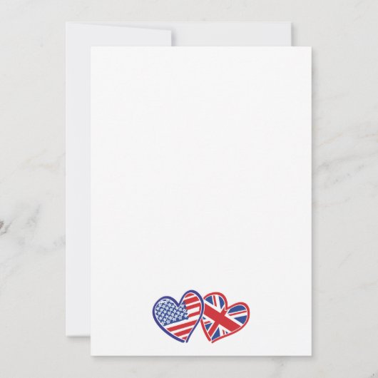 US UK Heart Flags Bruiloft Kaart (Achterkant)