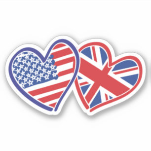US UK Heart Flags Sticker
