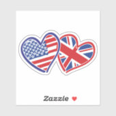 US UK Heart Flags Sticker (Vel)