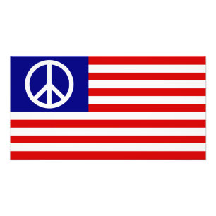 US United States Peace Sign Flag Foto Afdruk