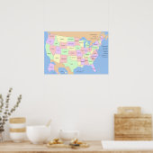 US Verenigde Staten Kaart Poster (Keuken)