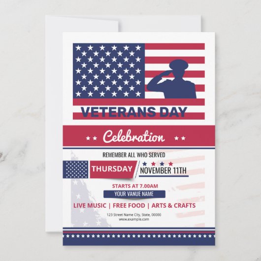 US Veterans Day Flyer Sjabloon Kaart (Voorkant)