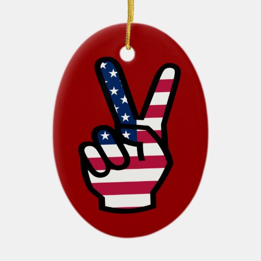 US Victory Sign. Keramisch Ornament (Voorkant)