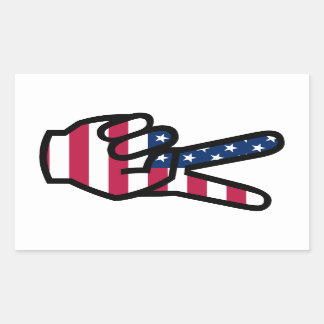 US Victory Sign. Rechthoekige Sticker