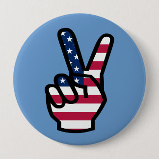 US Victory Sign. Ronde Button 4,0 Cm
