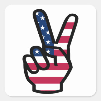 US Victory Sign. Vierkante Sticker