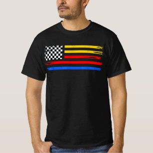 US Vlag Auto Racing Als je niet eerste bent, ben j T-shirt