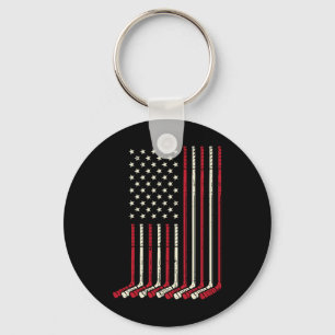 Us Vlag Ijs Hockey Vintage Patriottische Speler Ma Sleutelhanger