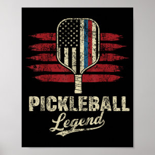Us vlag pickleball speler grappige pickleball lege poster