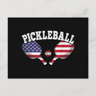US Vlag Pickleball Speler Vintage Pickle Bal Liefd Briefkaart