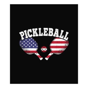 US Vlag Pickleball Speler Vintage Pickle Bal Liefd Foto Afdruk