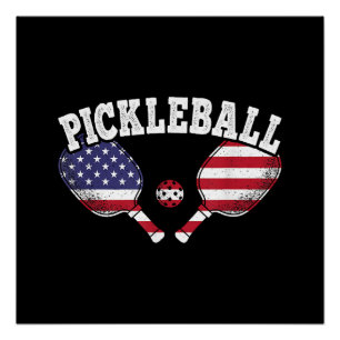US Vlag Pickleball Speler Vintage Pickle Bal Liefd Perfect Poster