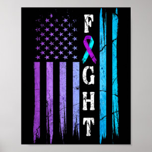 Us-vlag Preventie Bewustzijn Strijd Draag Paars Poster
