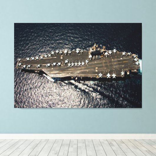 US VLIEGTUIG CARRIER - CVN-72 32x48 Canvas Afdruk (Insitu (Houten vloer))