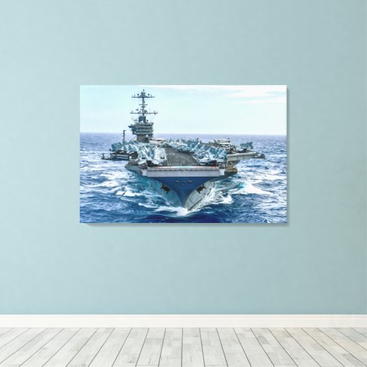 US VLIEGTUIG CARRIER - CVN-75 24x36 Canvas Afdruk (Insitu (Houten vloer))