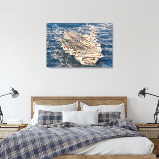 US VLIEGTUIG CARRIER - CVN-77 24x36 Canvas Afdruk (Insitu (Slaapkamer))