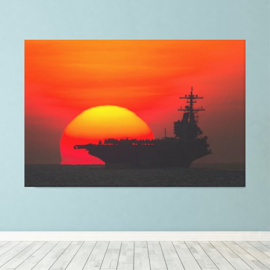 US VLIEGTUIG CARRIER - CVN-77 40x60 Canvas Afdruk (Insitu (Houten vloer))
