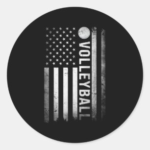 US Volleyball Practice USA Flag American Women Man Ronde Sticker