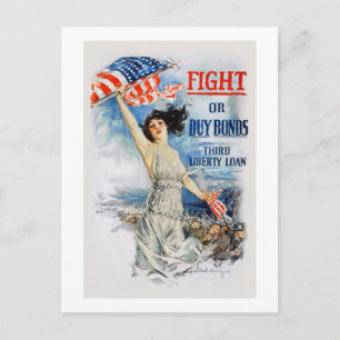 US War Bonds Fight Buy Third Liberty Loan WWI Briefkaart